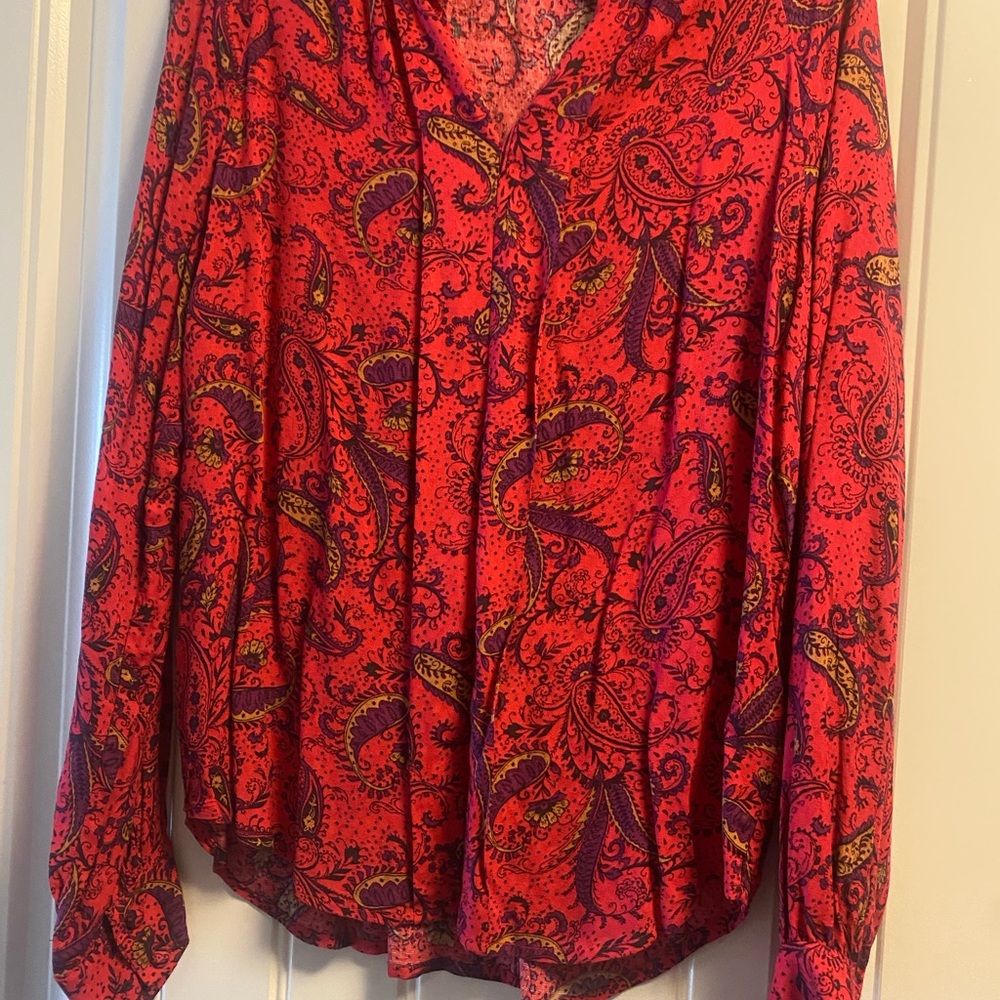 Liz Claiborne Red Paisley Blouse